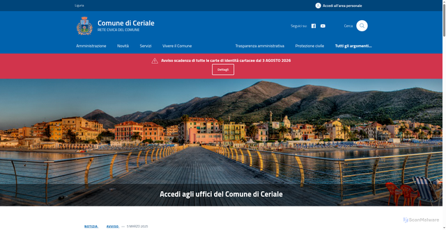 Security scan screenshot of https://www.comune.ceriale.sv.it