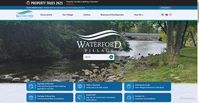 Security scan screenshot of https://waterfordwi.gov/