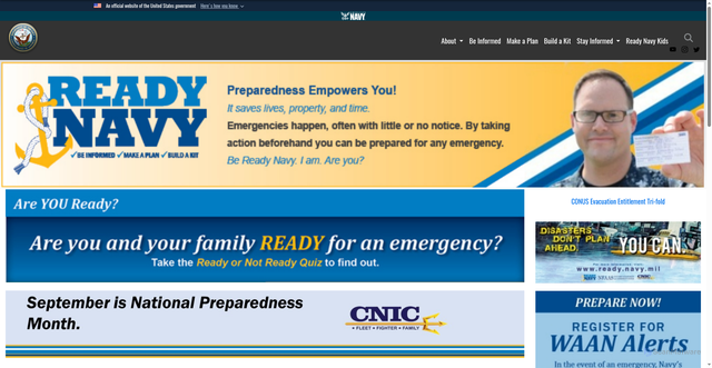 Security scan screenshot of https://www.ready.navy.mil/