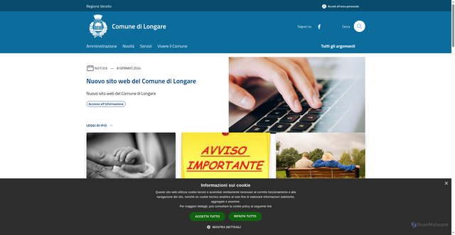 Security scan screenshot of https://www.comune.longare.vi.it/it