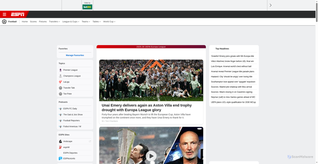 Security scan screenshot of https://global.espn.com/football/