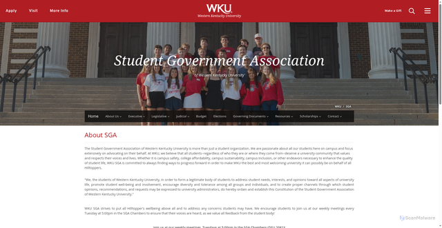 Security scan screenshot of https://www.wku.edu/sga/