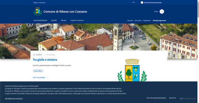 Security scan screenshot of https://www.comune.albeseconcassano.co.it/
