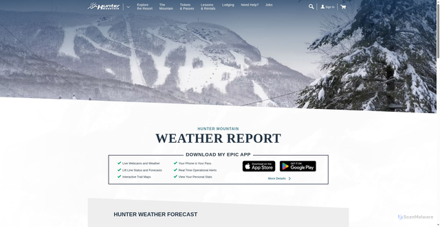 Security scan screenshot of https://www.huntermtn.com/the-mountain/mountain-conditions/snow-and-weather-report.aspx