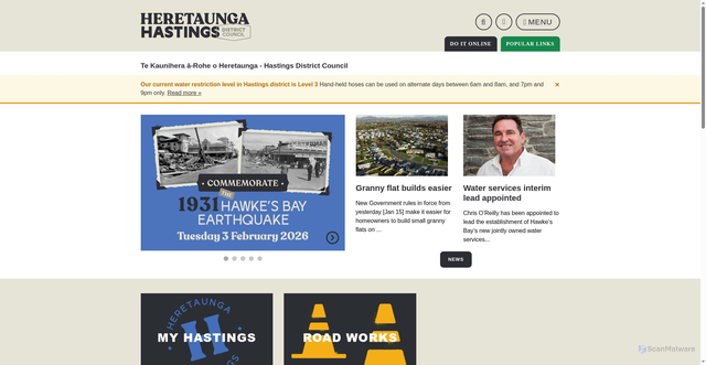 Security scan screenshot of https://www.hastingsdc.govt.nz/