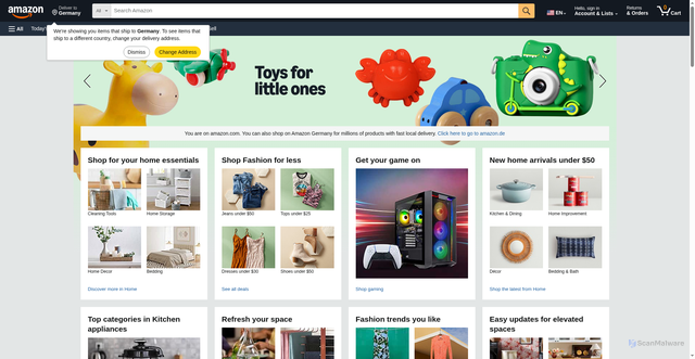 Security scan screenshot of https://www.amazon.com/
