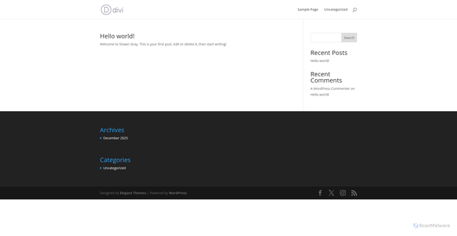 Security scan screenshot of https://gmgray.ca/category/uncategorized/