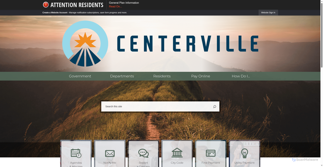 Security scan screenshot of https://centervilleutah.gov/