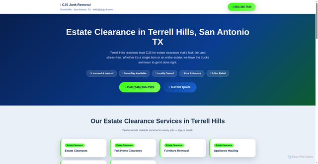 Security scan screenshot of http://terrellhillsestateclearance.pages.dev/