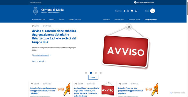 Security scan screenshot of https://www.comune.meda.mb.it