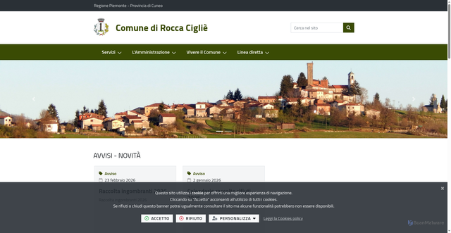 Security scan screenshot of https://www.comune.roccaciglie.cn.it