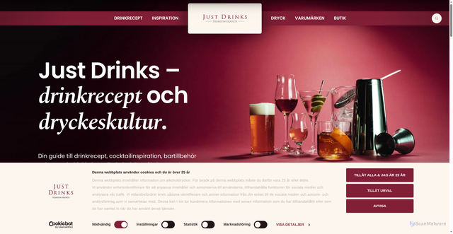 Security scan screenshot of https://justdrinks.se