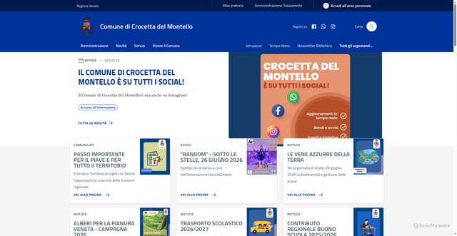 Security scan screenshot of https://www.comune.crocetta.tv.it