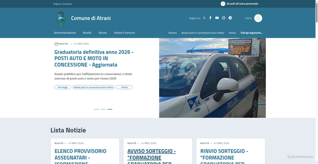 Security scan screenshot of https://comune.atrani.sa.it/home