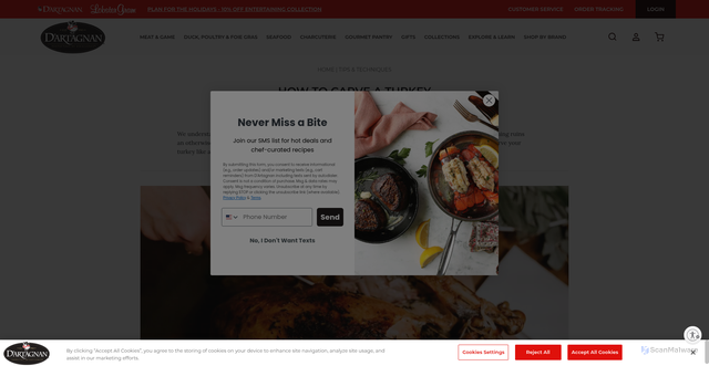 Security scan screenshot of https://www.dartagnan.com/how-to-carve-a-turkey.html?srsltid=AfmBOorpgLIG8RIpfbWWl_OUn4yroPjKA2yaMRcHYMTW5HkRkUa6bVT8