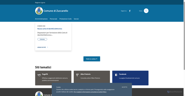 Security scan screenshot of https://www.comunezuccarello.it