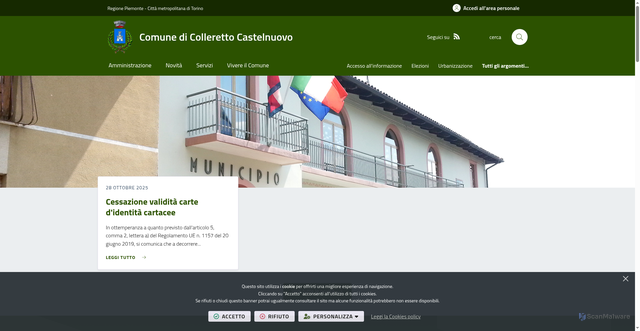 Security scan screenshot of https://www.comune.collerettocastelnuovo.to.it/it-it/home