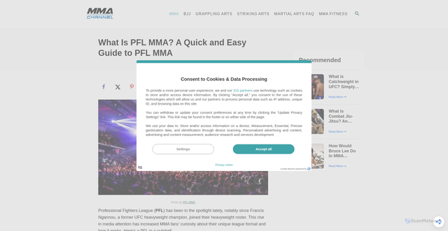 Security scan screenshot of https://mmachannel.com/what-is-pfl-mma-a-quick-and-easy-guide-to-pfl-mma/