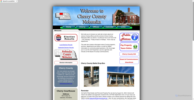 Security scan screenshot of https://cherrycountyne.gov/