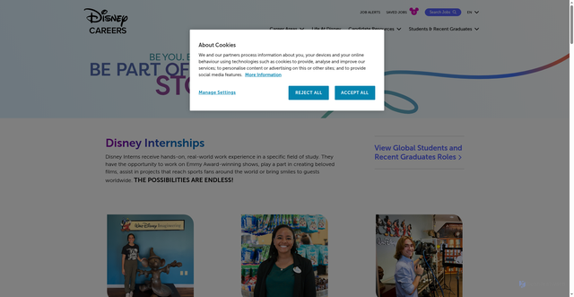 Security scan screenshot of https://www.disneycareers.com/en/internships-united-states