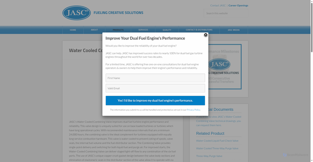 Security scan screenshot of https://jasc-controls.com/water-cooled-combining-valve/