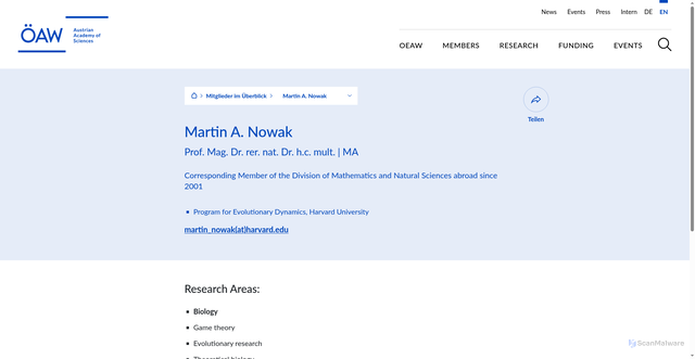 Security scan screenshot of http://www.oeaw.ac.at/en/m/nowak-martin-a