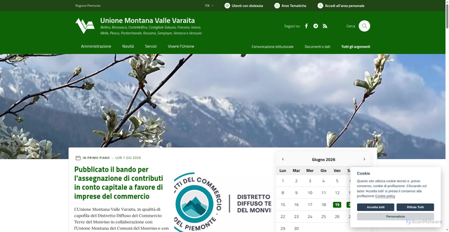 Security scan screenshot of https://www.unionevallevaraita.it
