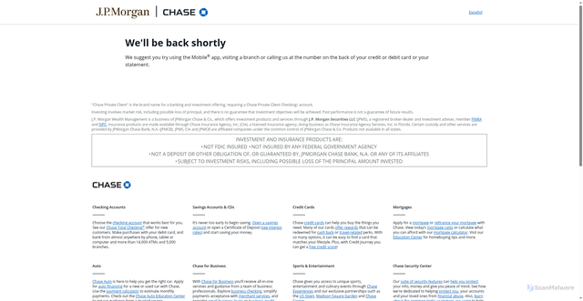 Security scan screenshot of https://www.jpmorganonline.com