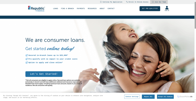 Security scan screenshot of https://www.republicfinance.com/