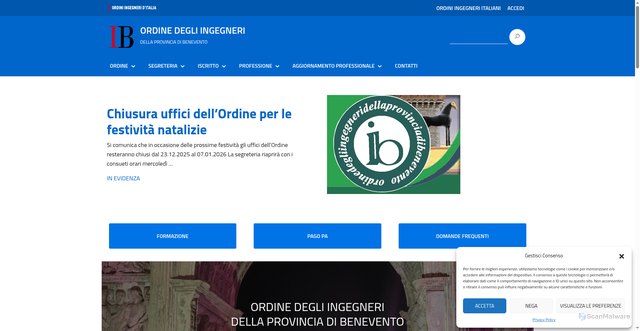 Security scan screenshot of https://benevento.ordingegneri.it/