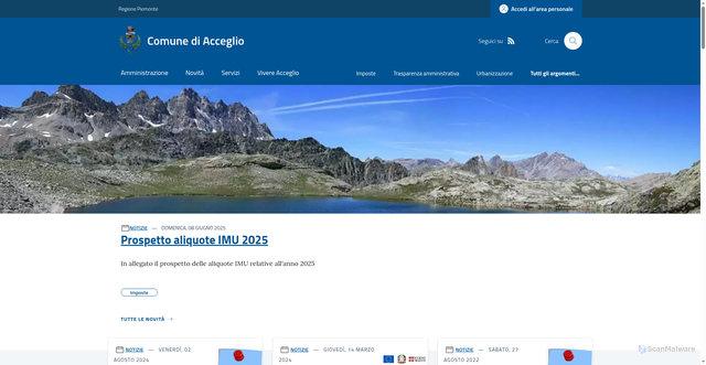Security scan screenshot of https://www.comune.acceglio.cn.it/