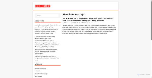 Security scan screenshot of https://0xrommel.pages.dev/tags/ai-tools-for-startups/