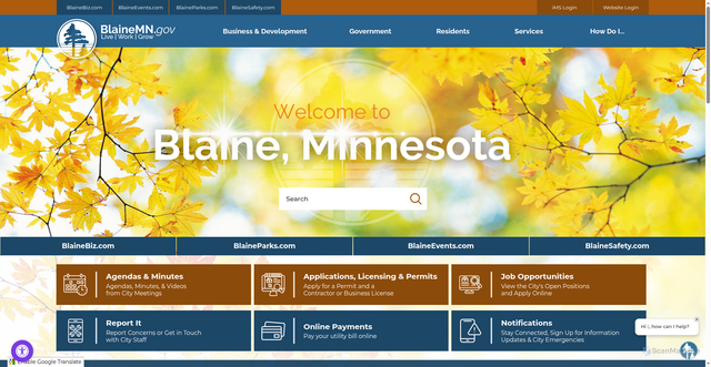 Security scan screenshot of https://blainemn.gov/