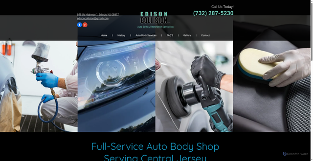 Security scan screenshot of https://www.edisoncollision.com/