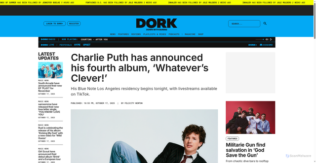 Security scan screenshot of https://readdork.com/news/charlie-puth-fourth-album-whatevers-clever/