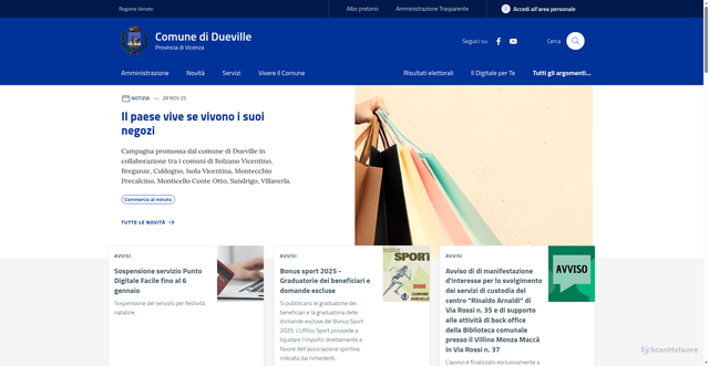 Security scan screenshot of https://www.comune.dueville.vi.it/