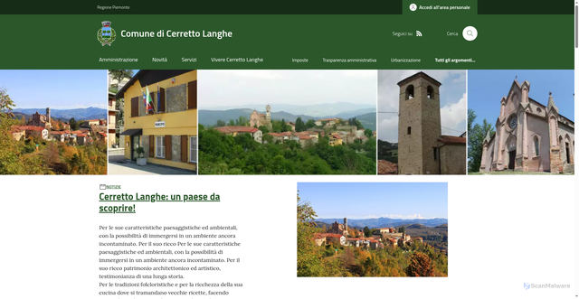 Security scan screenshot of https://www.comune.cerrettolanghe.cn.it/