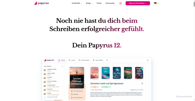 Security scan screenshot of https://papyrus.de