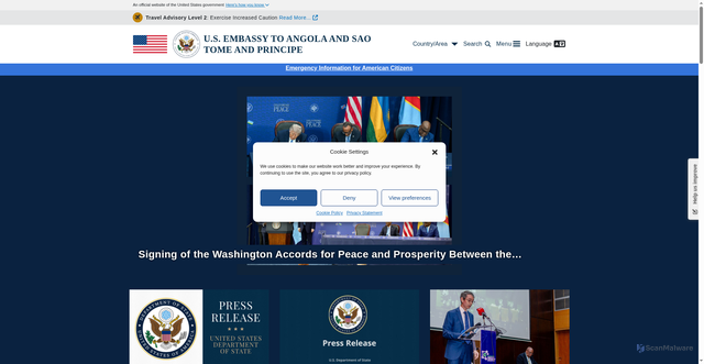 Security scan screenshot of https://ao.usembassy.gov/