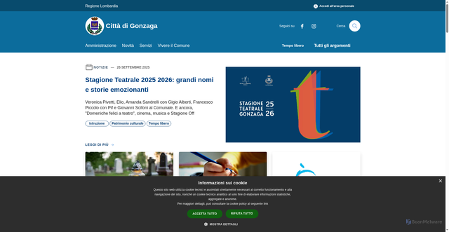 Security scan screenshot of https://www.comune.gonzaga.mn.it/it