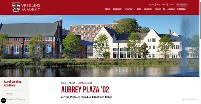 Security scan screenshot of https://www.ursuline.org/people/aubrey-plaza-02