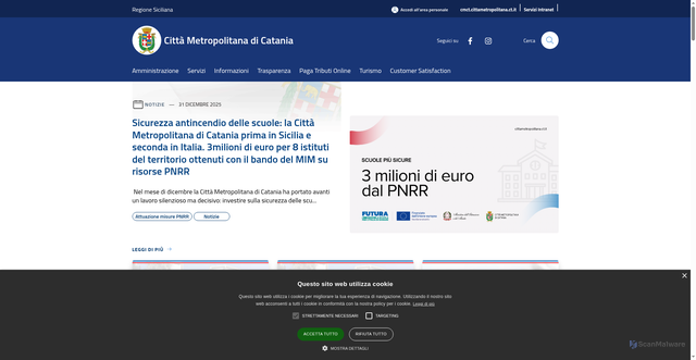Security scan screenshot of https://www.cittametropolitana.ct.it/it