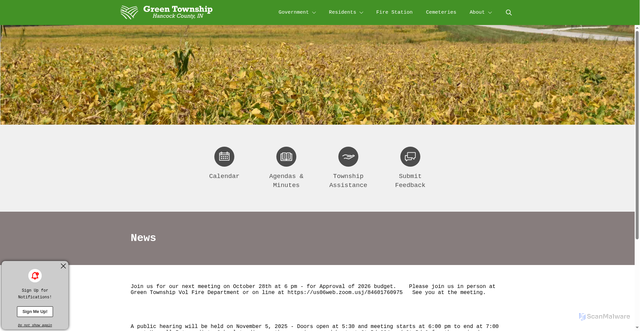 Security scan screenshot of https://greentwp-hancockcountyin.gov/