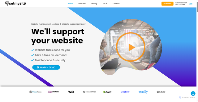 Security scan screenshot of https://setmysite.com