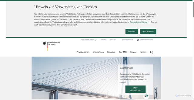 Security scan screenshot of https://www.bzst.de/DE/Home/home_node.html