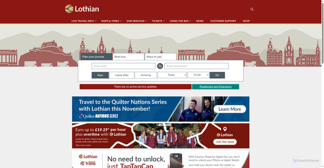 Security scan screenshot of https://www.lothianbuses.com/