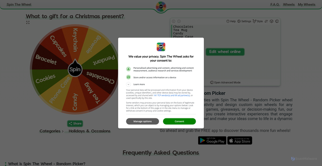Security scan screenshot of https://api.spinthewheel.app/