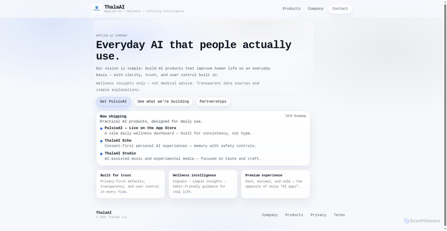 Security scan screenshot of https://thalaai.com/