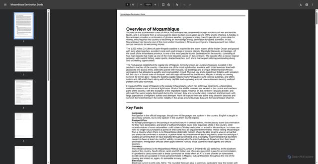 Security scan screenshot of https://www.travelresearchonline.com/members/resources/guides/includes/ajax/printCountry.php?d=Mozambique