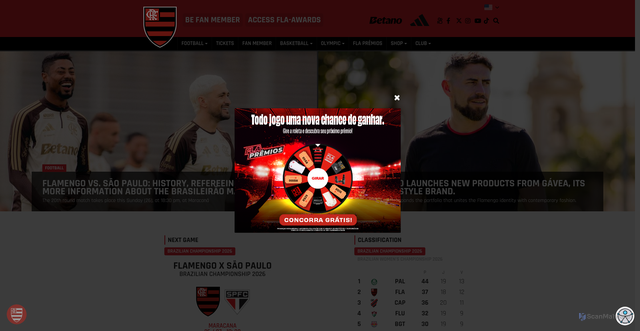 Security scan screenshot of https://en.flamengo.com.br/
